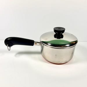 Vintage 1 Qt Revere Ware Pot Vintage Revere 1 Qt Pot with Lid Copper Bottom Copperclad Clinton IL 1 Quart Saucepan RW525