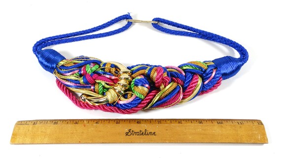 1980s Braided Knot Belt - 80s Mod Decorative Sati… - image 2