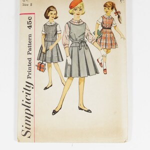 Simplicity 4157 - Girls Jumper and Blouse - Vintage 1961 Pattern UNCUT - Girls Size 8