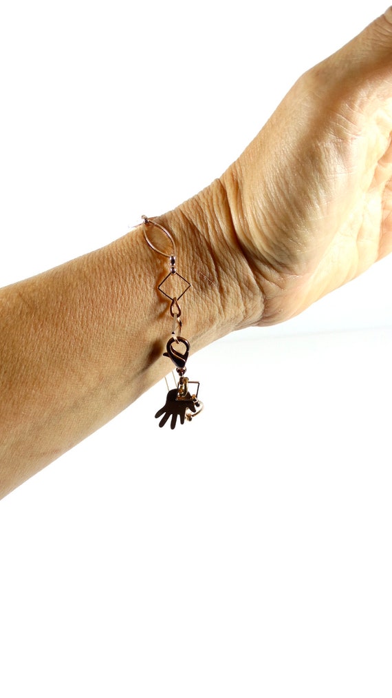Vintage Copper Hamsa Bracelet - Good Luck Charm B… - image 1