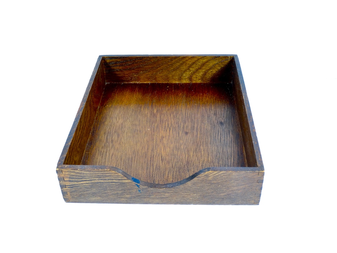 Carver Vintage Wood Office Tray File Box Wood Inbox Etsy