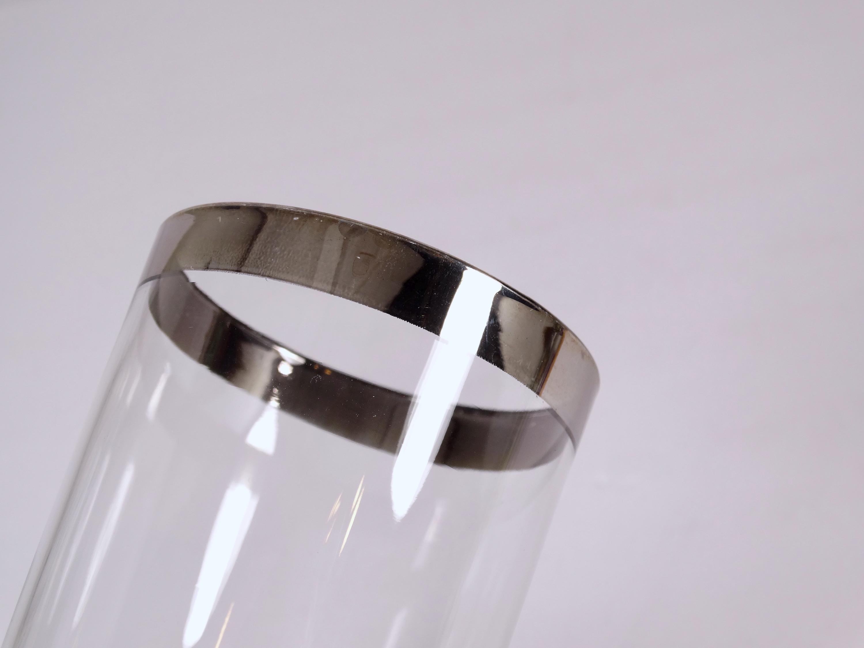 Midcentury Silver Rim Glass Vintage Silver Rim Glass Silver Rim Tumbler ...