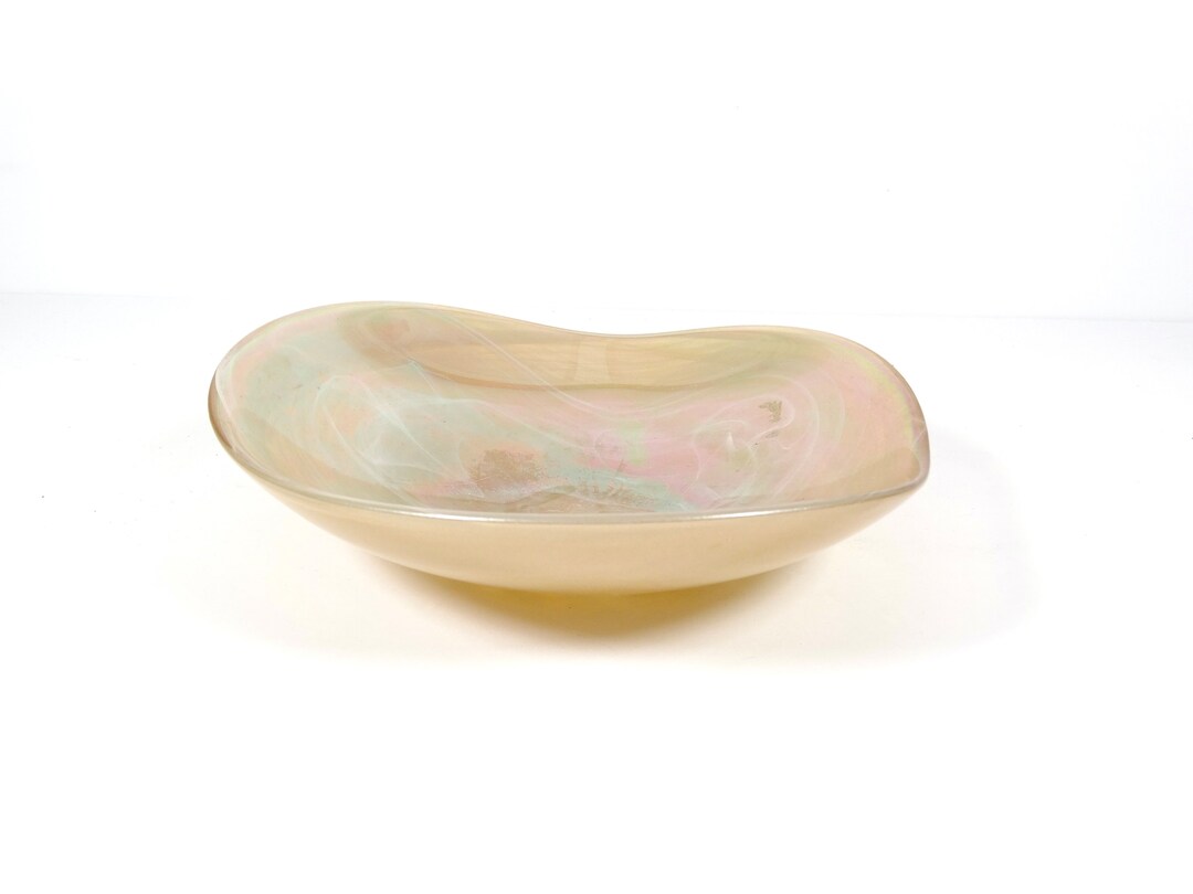 Vintage Iridescent Art Glass Bowl Coffee Table Decor Key Etsy