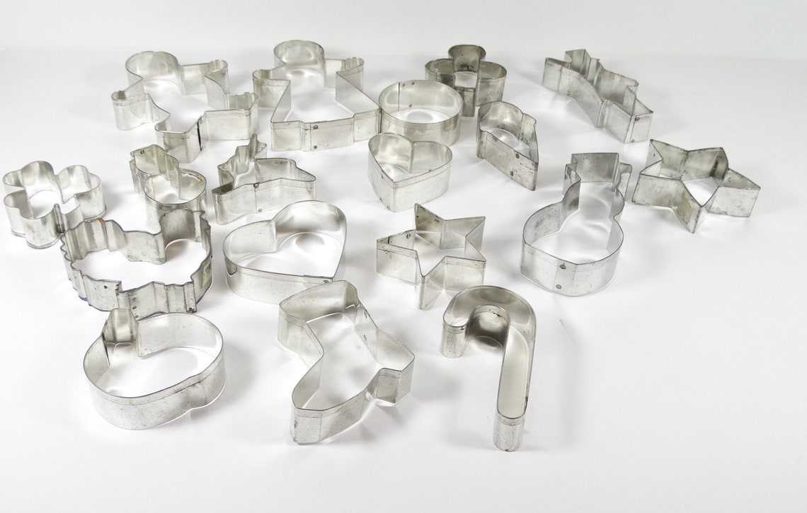 Vintage Metal Cookie Cutters Set of 17 Holidays Shapes Etsy
