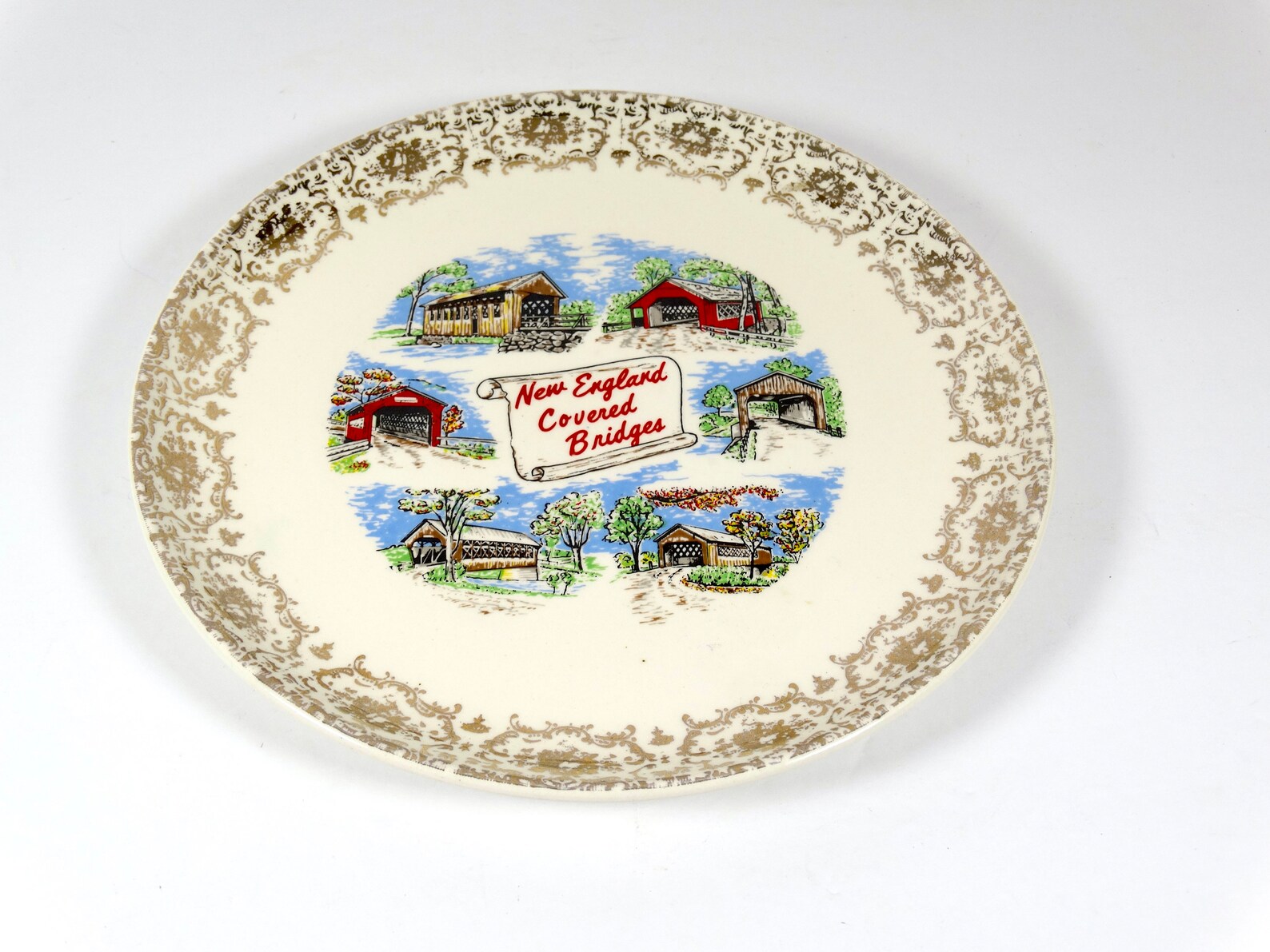 Vintage New England Souvenir Plate Covered Bridges Plate New England ...