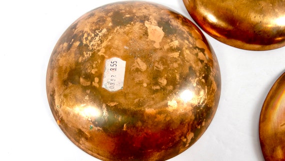 Midcentury Enamel on Copper Bowl Set of 3 Copper … - image 8