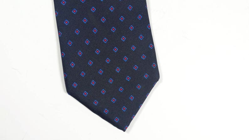 Vintage Liberty of London Navy Blue Silk Tie Diamond Pattern Vintage Liberty Silk Tie Menswear Necktie image 2