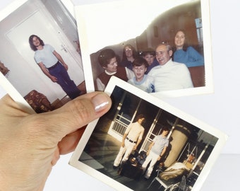 Set of 3 Polaroid Photos, 1970s Vintage Portrait Photos, Midcentury Family Scrapbook Craft Supplies Photos PX4