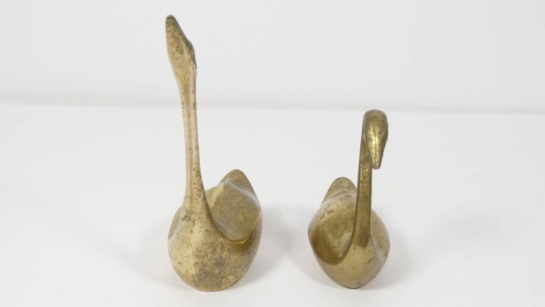 Vintage Brass Birds Set of 2 Midcentury Brass Swans