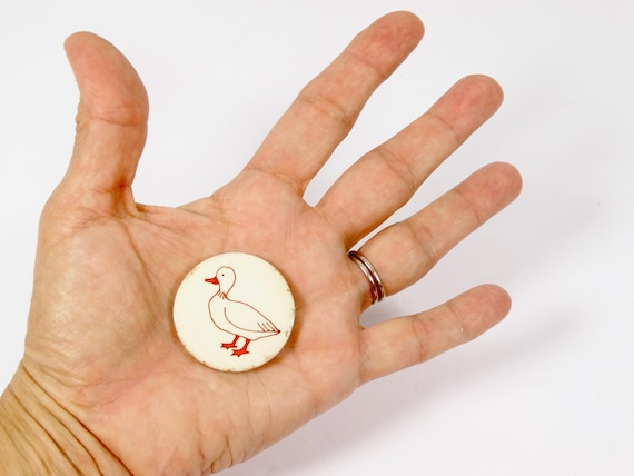 Vintage Duck Button Duck Pinback Button Vintage W… - image 1