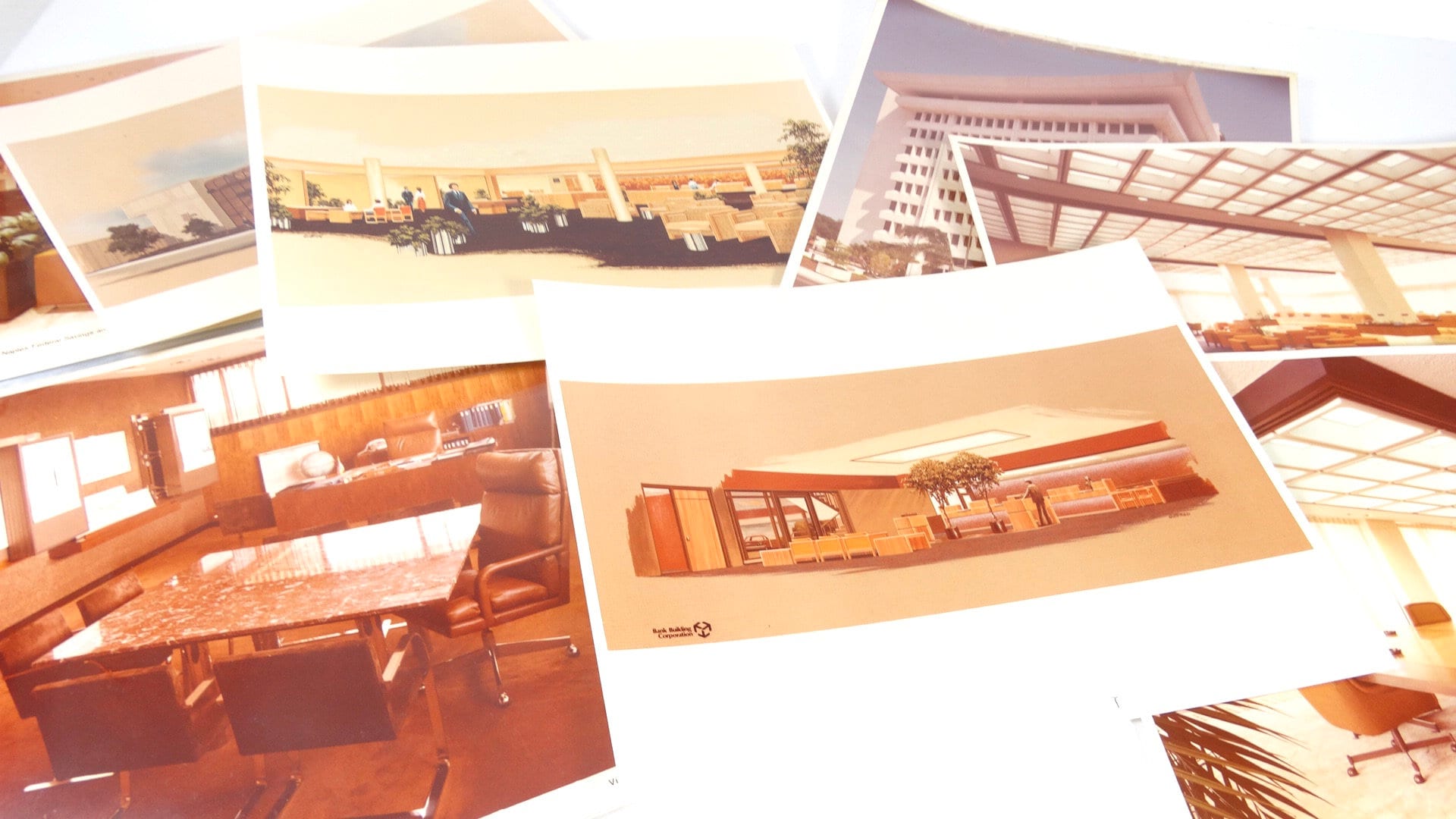 その他 Hunbnal Architectural Illustrators Paper 1970s Architect Drawings 70s Bank Design Exteriors Interiors Bank