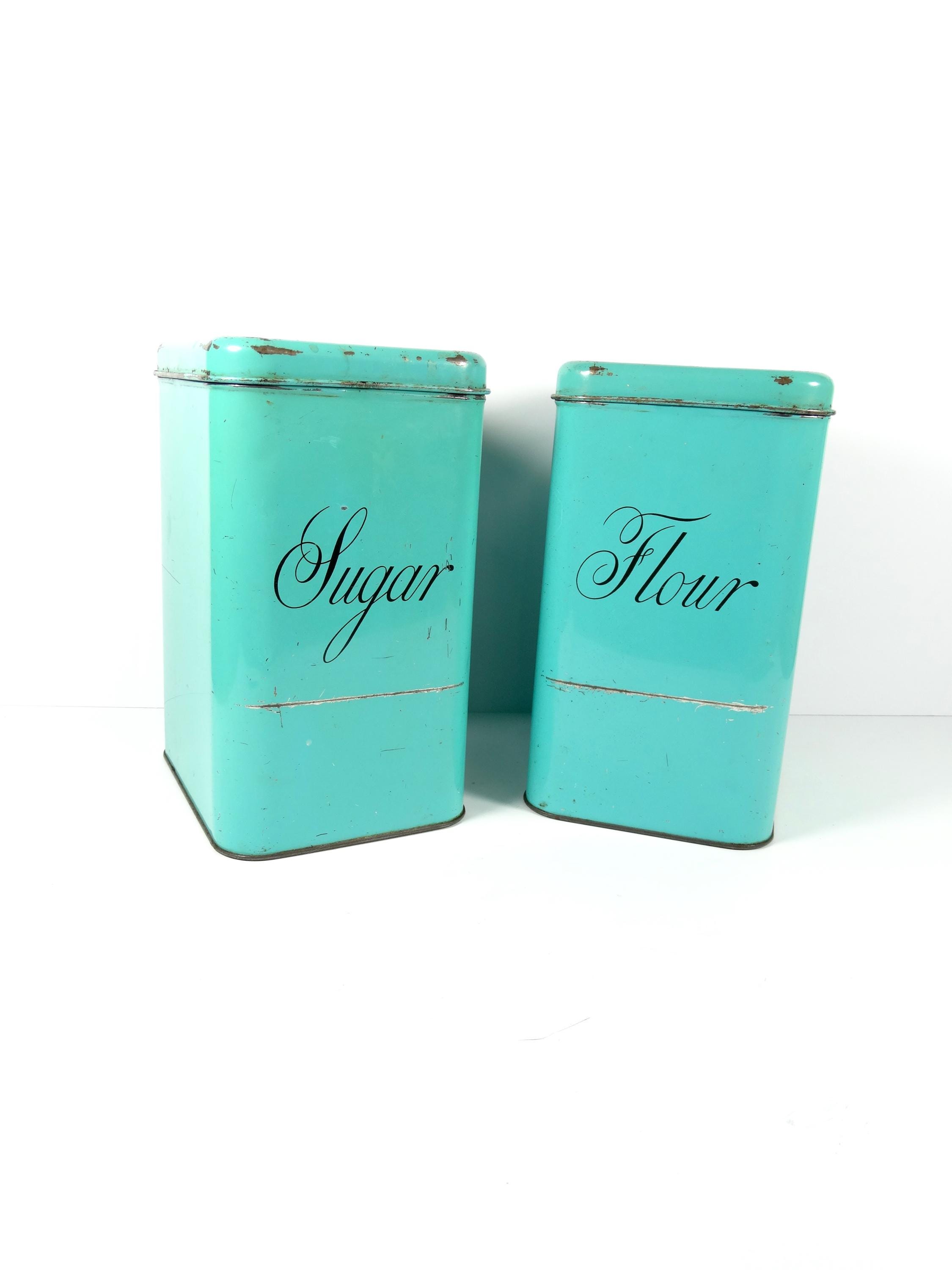 Vintage 1950s Turquoise Canister Set - Etsy