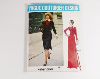 70s Vintage Vogue Pattern 1970s Vogue Couturier Valentino Dress Pattern Size 12