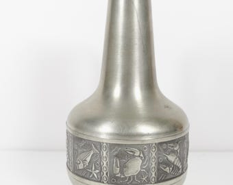 UNUSUAL Vintage Savo Pewter Marine Life Pitcher Norwegian Pewter