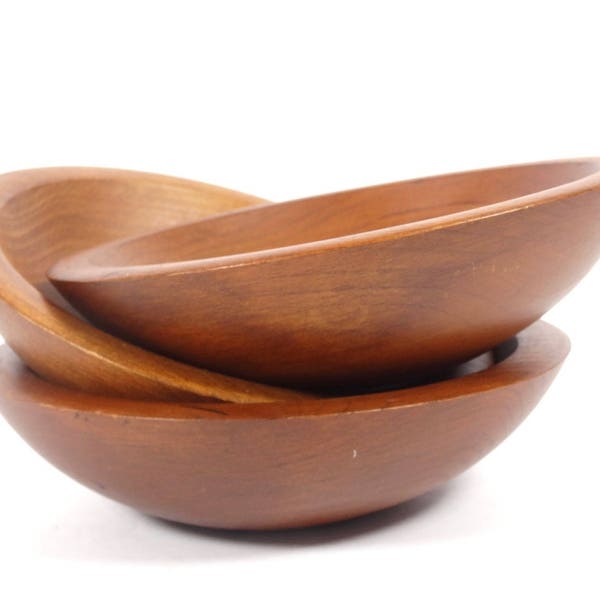 Woodcroftery Bowls Wood Bowls Set of 3 Vintage Salad Nut Bowls