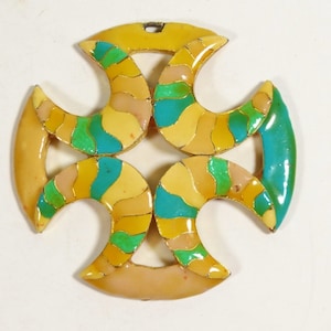 Groovy 60s Medallion Pendant - 1960s Enamel Medallion Hippie 60s Cosplay 1960s Medallion 60s Pendant 1960s Pendant Vintage Pendant