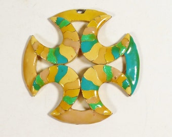 Groovy 60s Medallion Pendant - Enamel Medallion