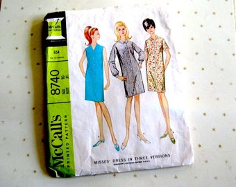 1967 Vintage McCalls Dress Pattern 8740- Size 10 - 60s Dress Pattern 60s Shift Dress Pattern 1960s Dress Pattern-