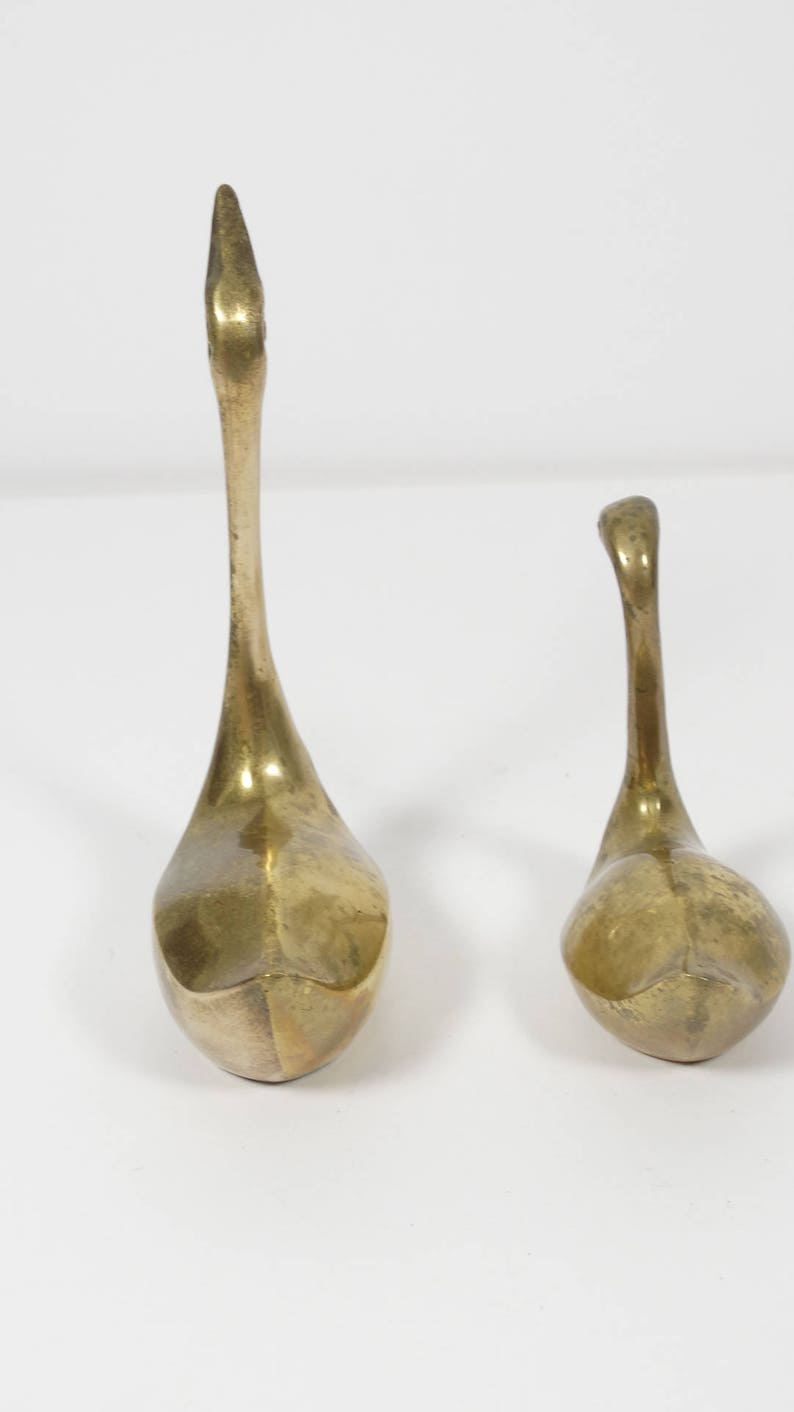 Vintage Brass Birds Set of 2 Midcentury Brass Swans