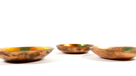 Midcentury Enamel on Copper Bowl Set of 3 Copper … - image 5