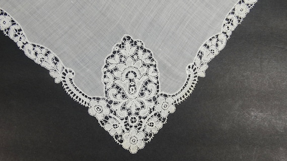 Wedding Lace Handkerchief - Vintage Handkerchief … - image 1