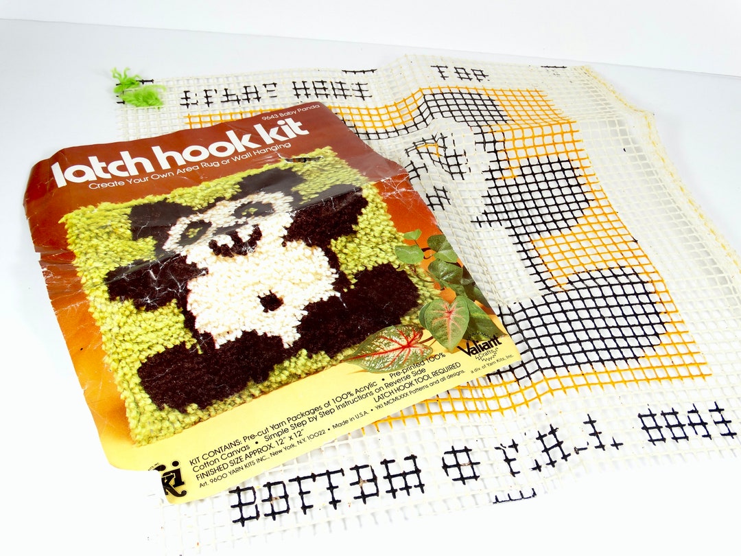 1973 Baby Panda Latch Hook Canvas Valiant Crafts New Baby Latch Hook