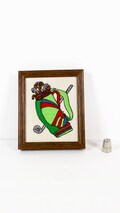 Vintage Golf Crewel Golf Clubs Golf Bag Needlework Golfer Gift