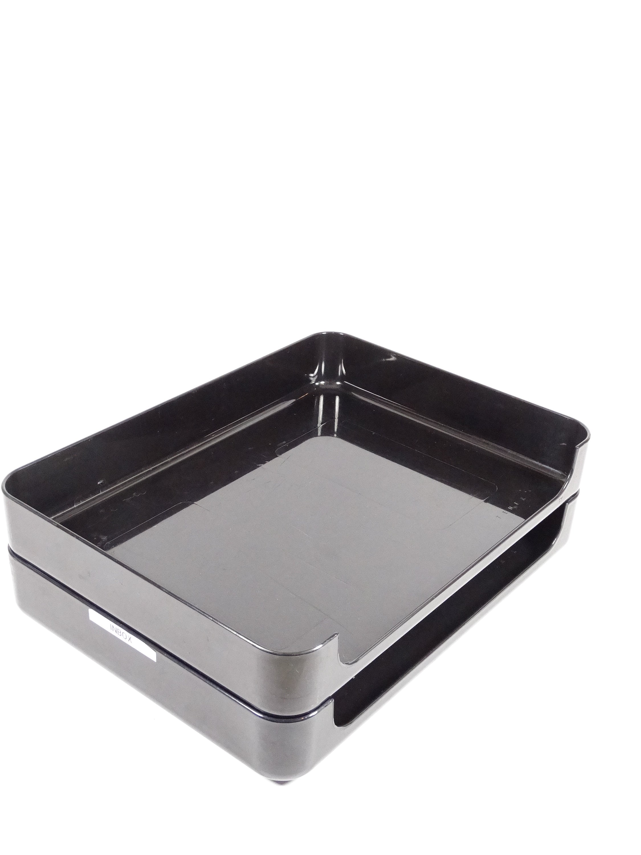 RARE 80s Tenex Office Tray Set - Stackable Black Office Trays