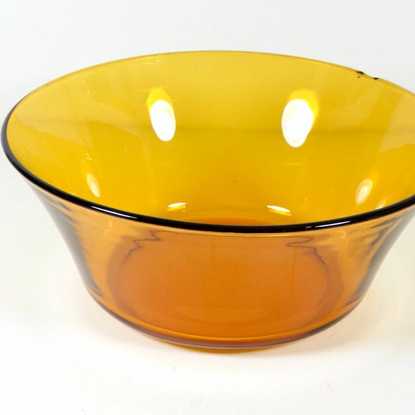 Vintage Amber Duralex Bowl - Made in France - French Fruit Bowl Amber Glass Bowl Topaz Bowl