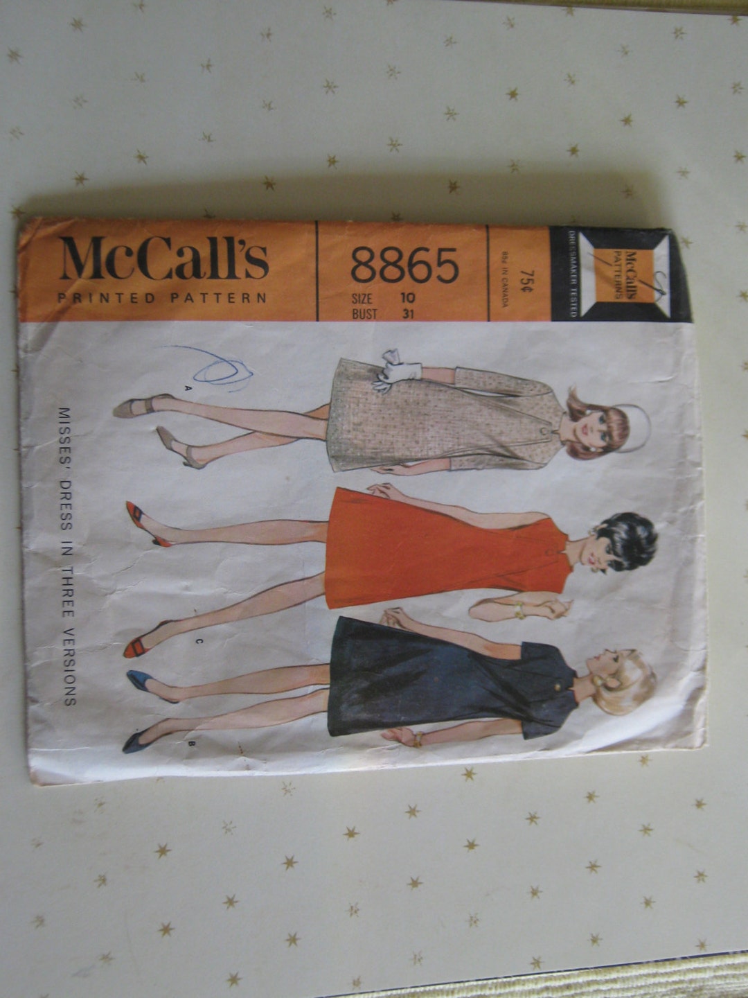 1967 Vintage Mccalls Dress Pattern 8865 Etsy