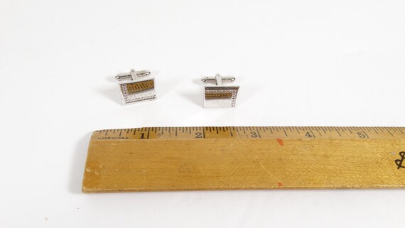 1960s Swank Cuff Links Silver Cuff Links Rectangu… - image 2