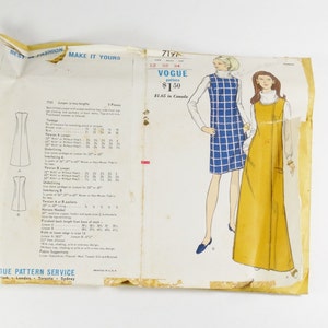 1960s Vogue 7191 - Vintage 1960s Misses Jumper in Two Lengths Pattern in Size 12 Vintage Vogue Pattern