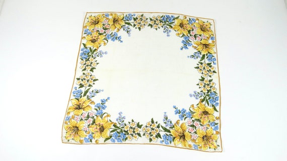 Pretty Vintage Floral Handkerchief Lillies Forget… - image 1