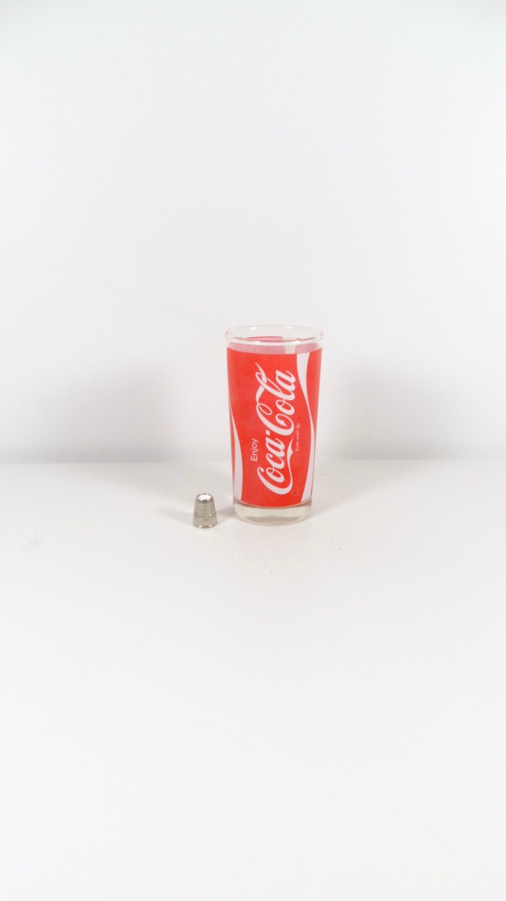 Vintage Enjoy Coca Cola Glass, Coca Cola Clear Red Logo