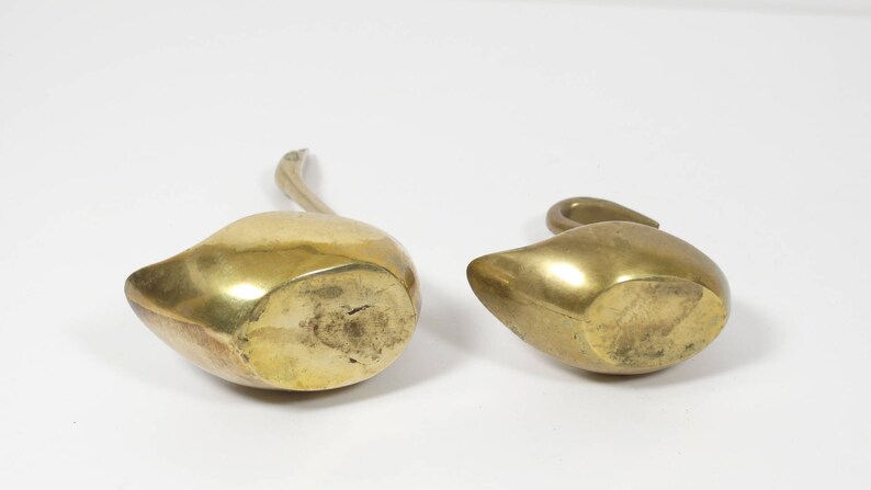 Vintage Brass Birds Set of 2 Midcentury Brass Swans