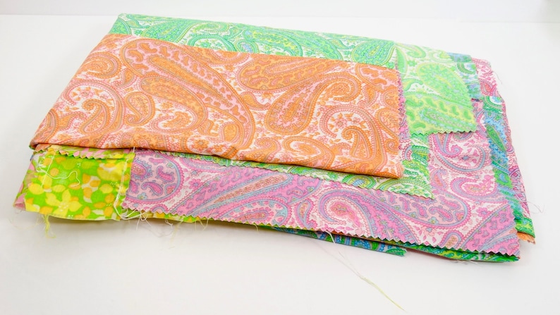 60s Full Queen Size Patchwork Paisley Quilt Top Mod Boho Maximalist