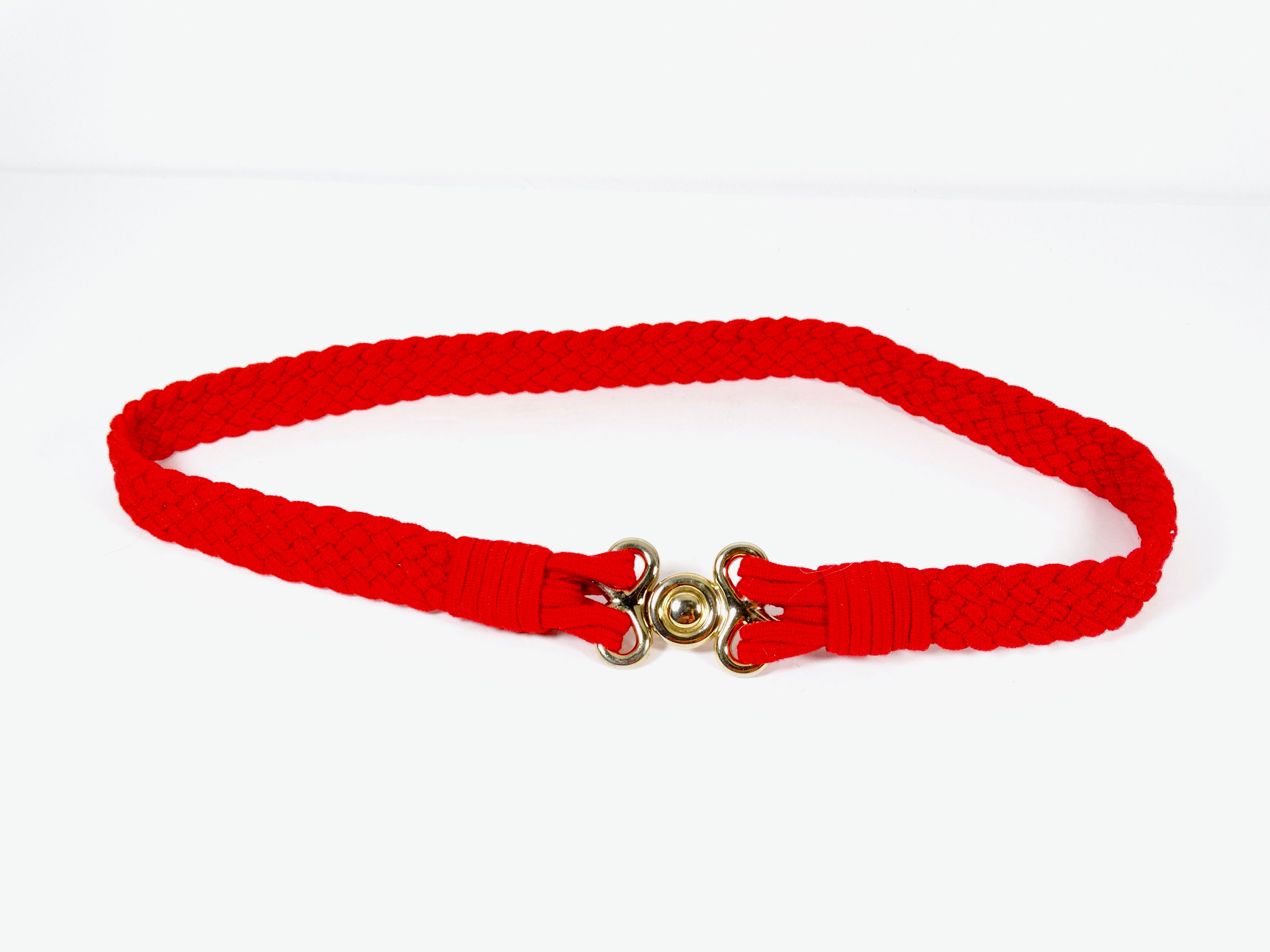 小物 Vintage 80s Red Braid Design Belt 1980s Red Braided Belt Knot Belt 80s Belt Vintage Belt