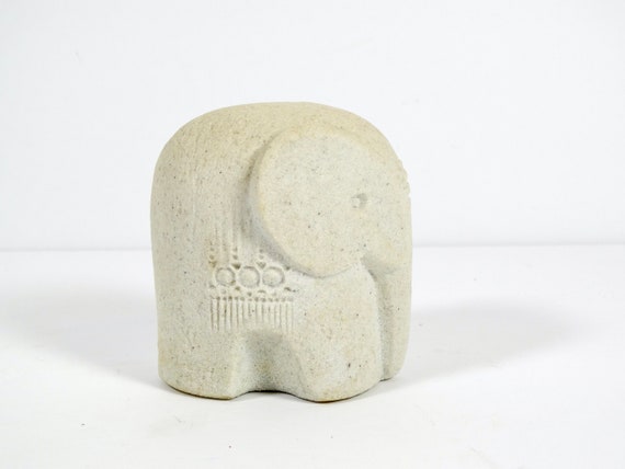Vintage Carved Stone Elephant Marbell Stone Art Small Elephant Mar Bell Stone Art Belgium - Elephant Sculpture