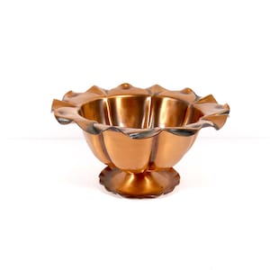 Vintage Gregorian Copper Fluted Bowl Pedestal Bowl Solid Copper Bowl Vinage Copper Bowl