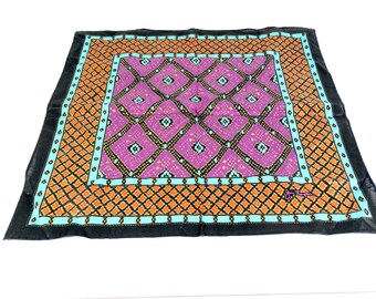 1980s Jim Thompson Handkerchief Tribal Print Pocket Square Cotton Boho Ethnic Jim Thompson Hankie