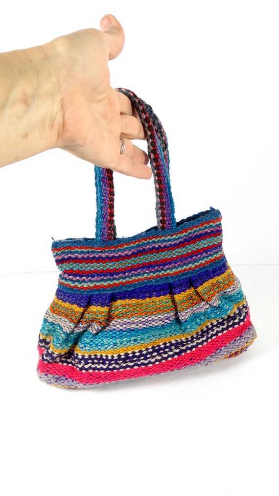 Vintage Woven Handbag Peruvian Textile Top Handle… - image 4