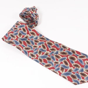 Christian Dior Silk Tie, Vintage Dior Monsieur Red Floral Abstract geometric Men&#39;s Tie Dapper Gift