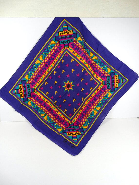 80s Southwest Print Bandana Purple Pink Gold Banda