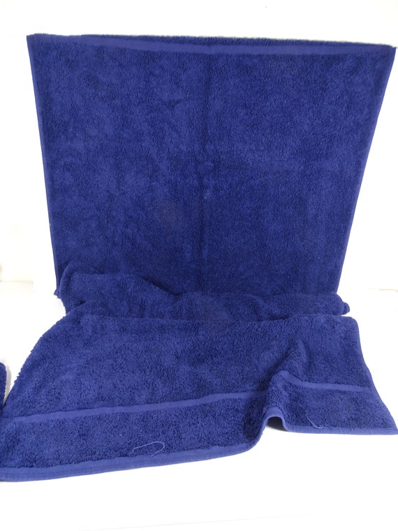 Vintage Cannon Monticello Sculpted Bath Towel & Washcloth Set Blue