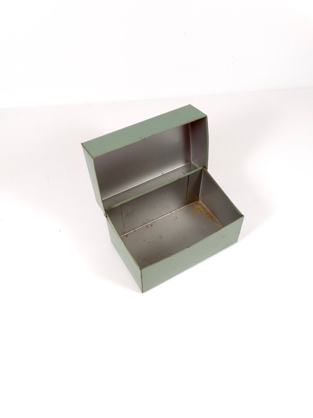 Vintage Distressed Metal Index Card File Box Recipe Card File Box 60s ...