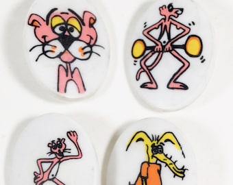 1960s Pink Panther Pins Badges Brooches - Set of 4 - Argentina - 60s Cartoon Pink Panther Aardvark Pantera Rosada