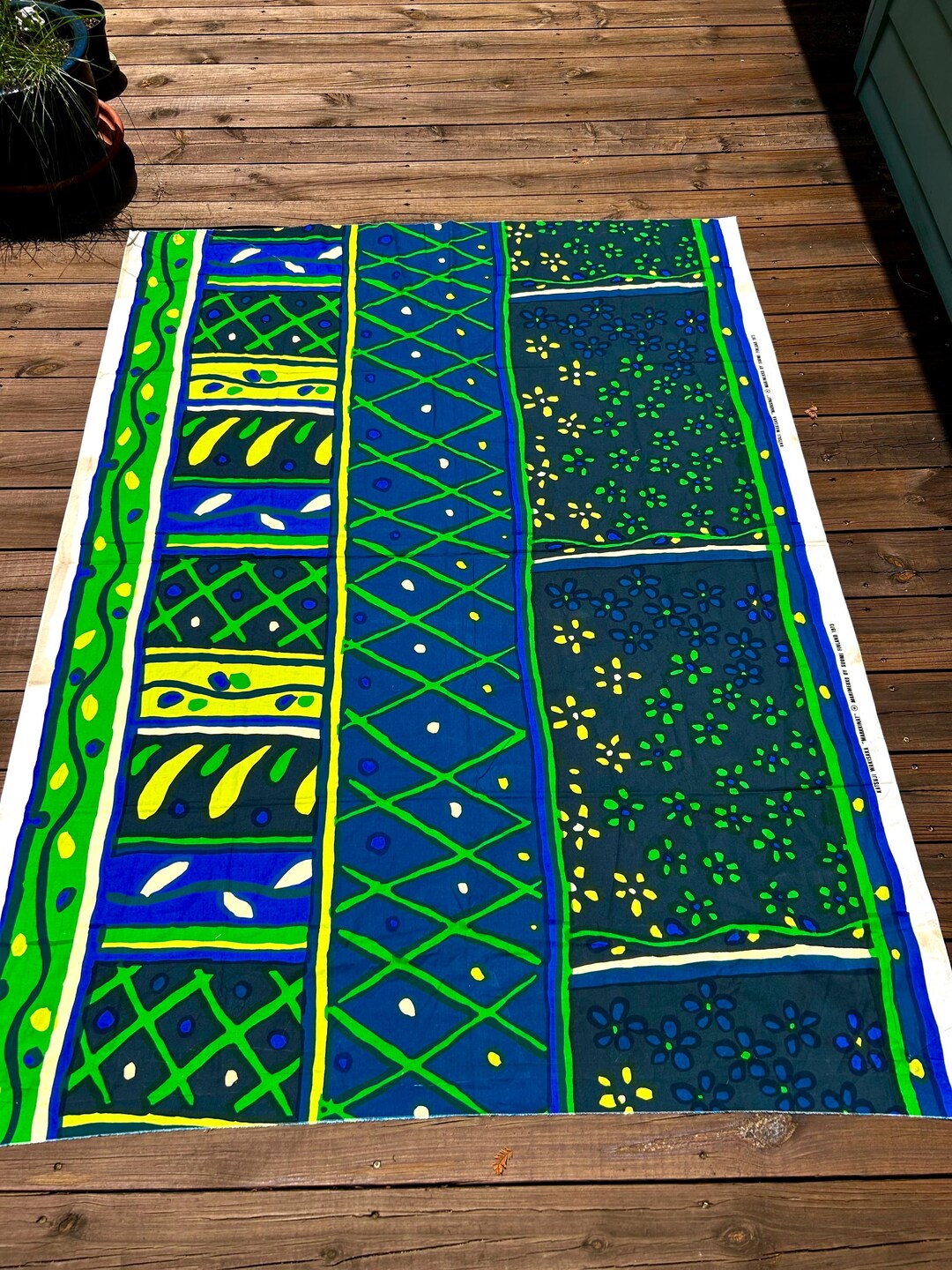 1973 Marimekko Markkinat Fabric Panel 1970s Marimekko Fabric