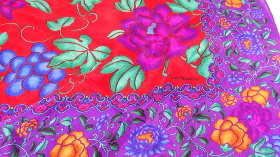 80s Vintage Liz Claiborne Silk Scarf - Square Sil… - image 4