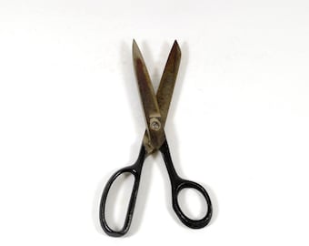 Vintage Metal Scissors Teacher Scissors Black Handle Scissors Retro Office Industrial Office Old Scissors