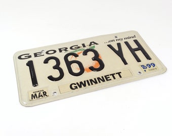 1990s Vintage Georgia License Plate Metal License Plate GA License Plate Gwinnett Peach 90s GA License Plate 1363 YH